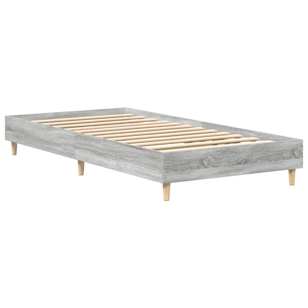 Letto singolo | Letto per adulti | Giroletto senza Materasso Grigio Sonoma 75x190 cm in Truciolato - Image 7