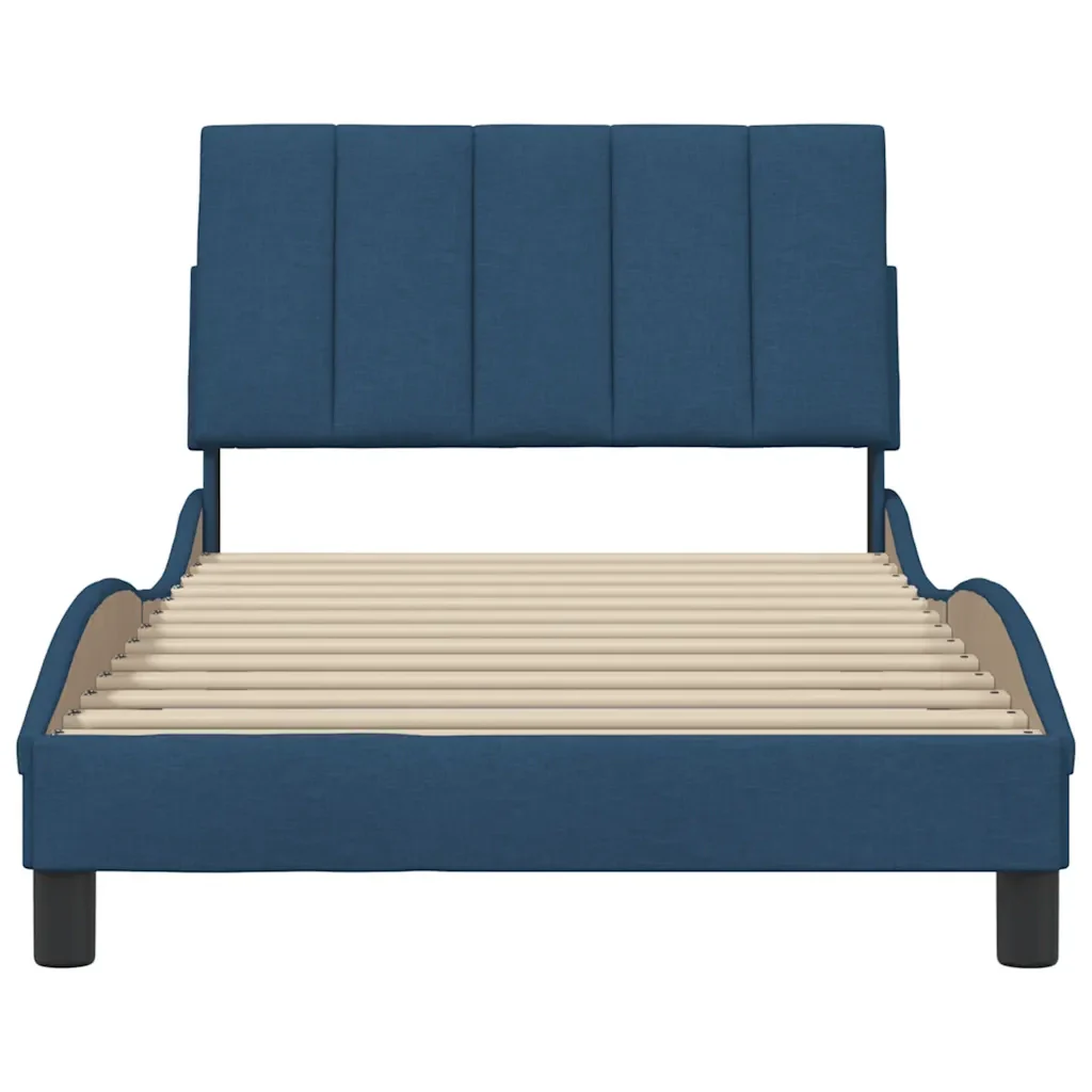 Letto singolo | Letto per adulti | Giroletto senza Materasso Hanko Blu 100x200 cm in Tessuto - Image 5