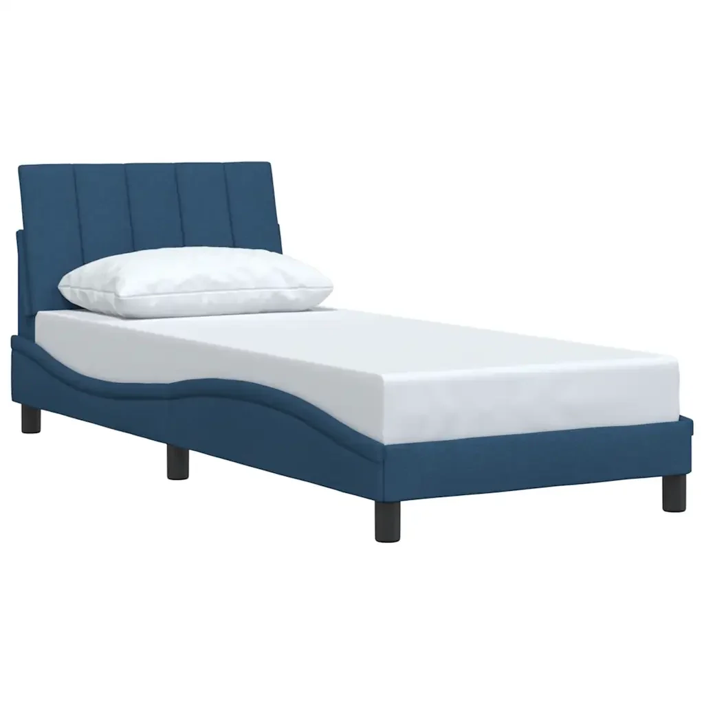 Letto singolo | Letto per adulti | Giroletto senza Materasso Hanko Blu 90x190 cm in Tessuto - Image 4