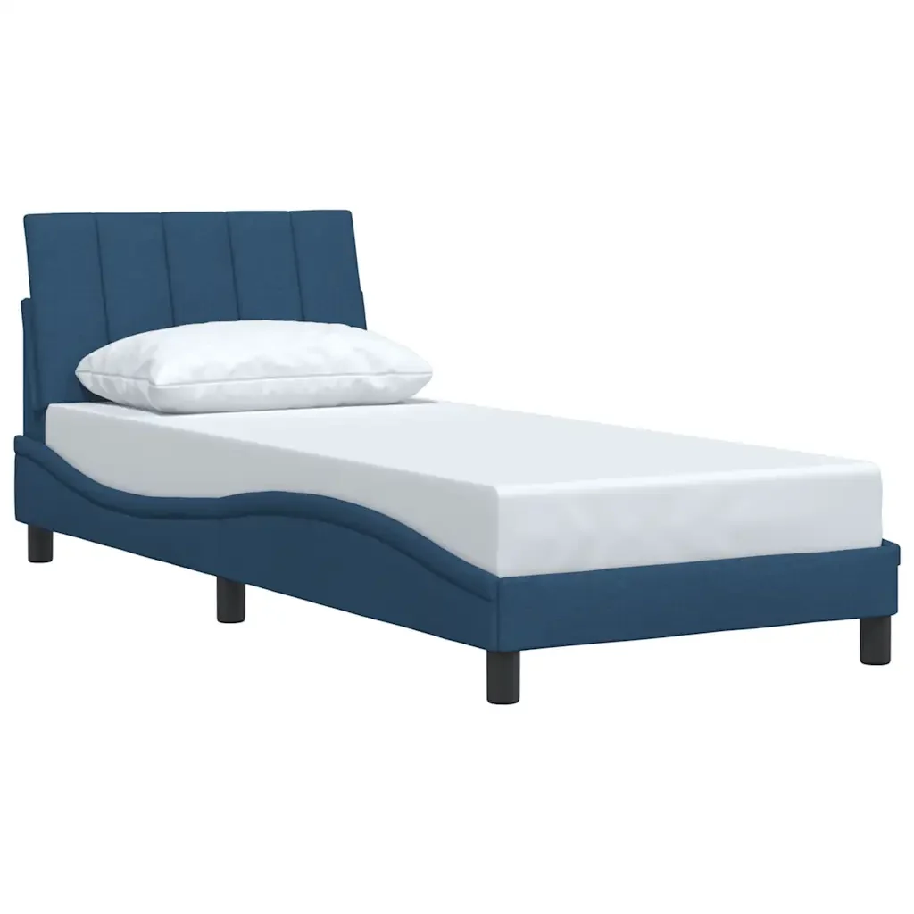 Letto singolo | Letto per adulti | Giroletto senza Materasso Hanko Blu 90x200 cm in Tessuto - Image 4