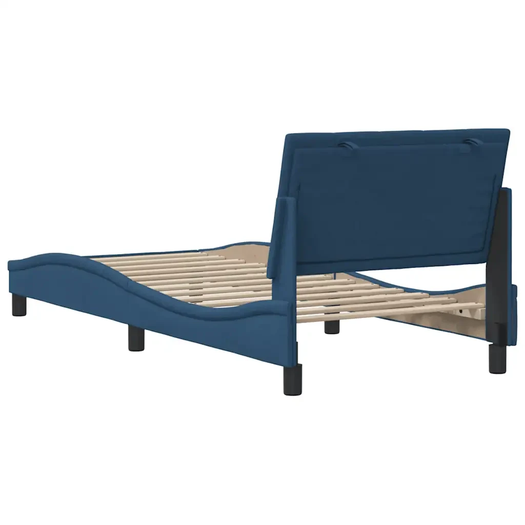 Letto singolo | Letto per adulti | Giroletto senza Materasso Hanko Blu 90x200 cm in Tessuto - Image 9