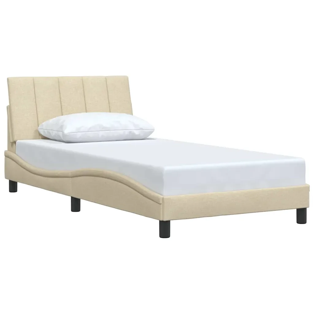 Letto singolo | Letto per adulti | Giroletto senza Materasso Hanko Crema 100x200 cm in Tessuto - Image 3