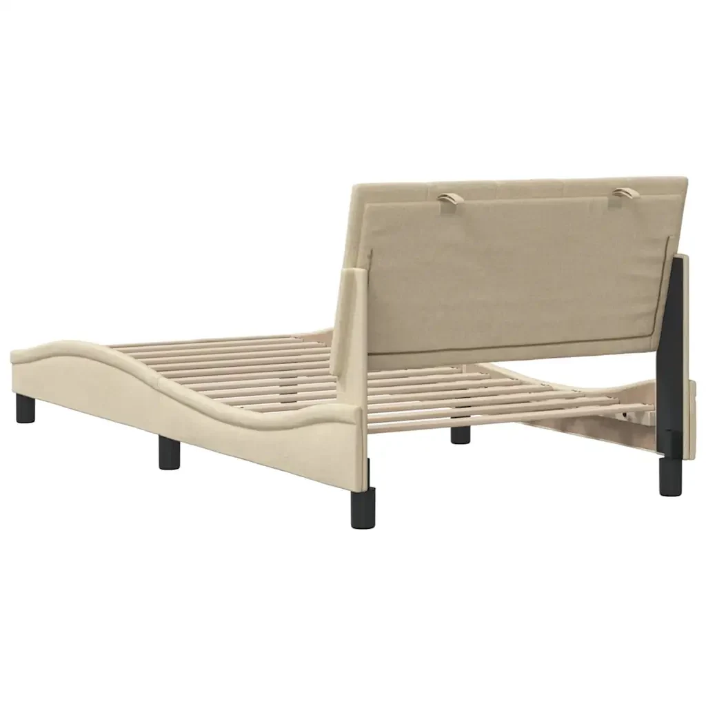 Letto singolo | Letto per adulti | Giroletto senza Materasso Hanko Crema 100x200 cm in Tessuto - Image 9