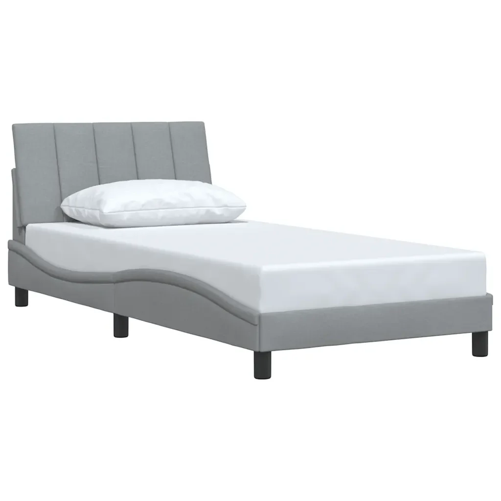Letto singolo | Letto per adulti | Giroletto senza Materasso Hanko Grigio Chiaro 100x200 cm Tessuto - Image 4