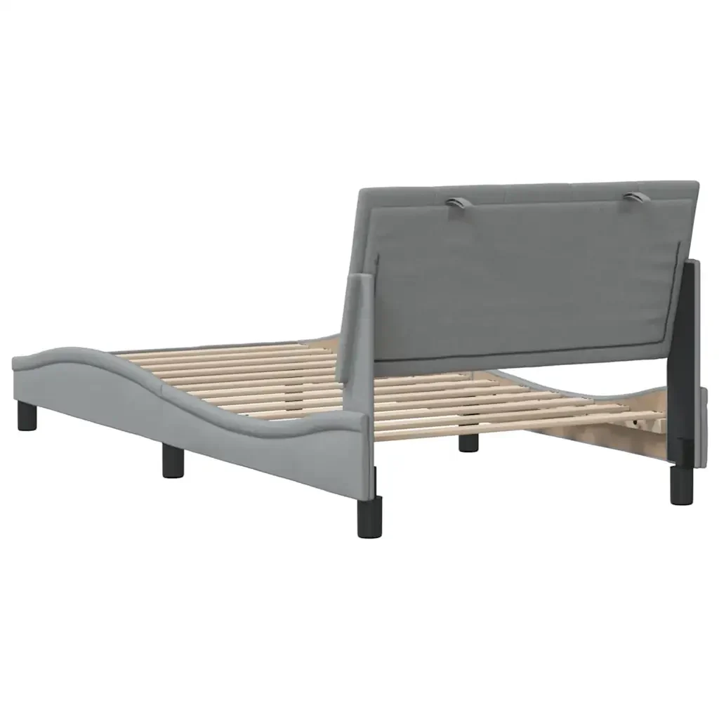 Letto singolo | Letto per adulti | Giroletto senza Materasso Hanko Grigio Chiaro 100x200 cm Tessuto - Image 9