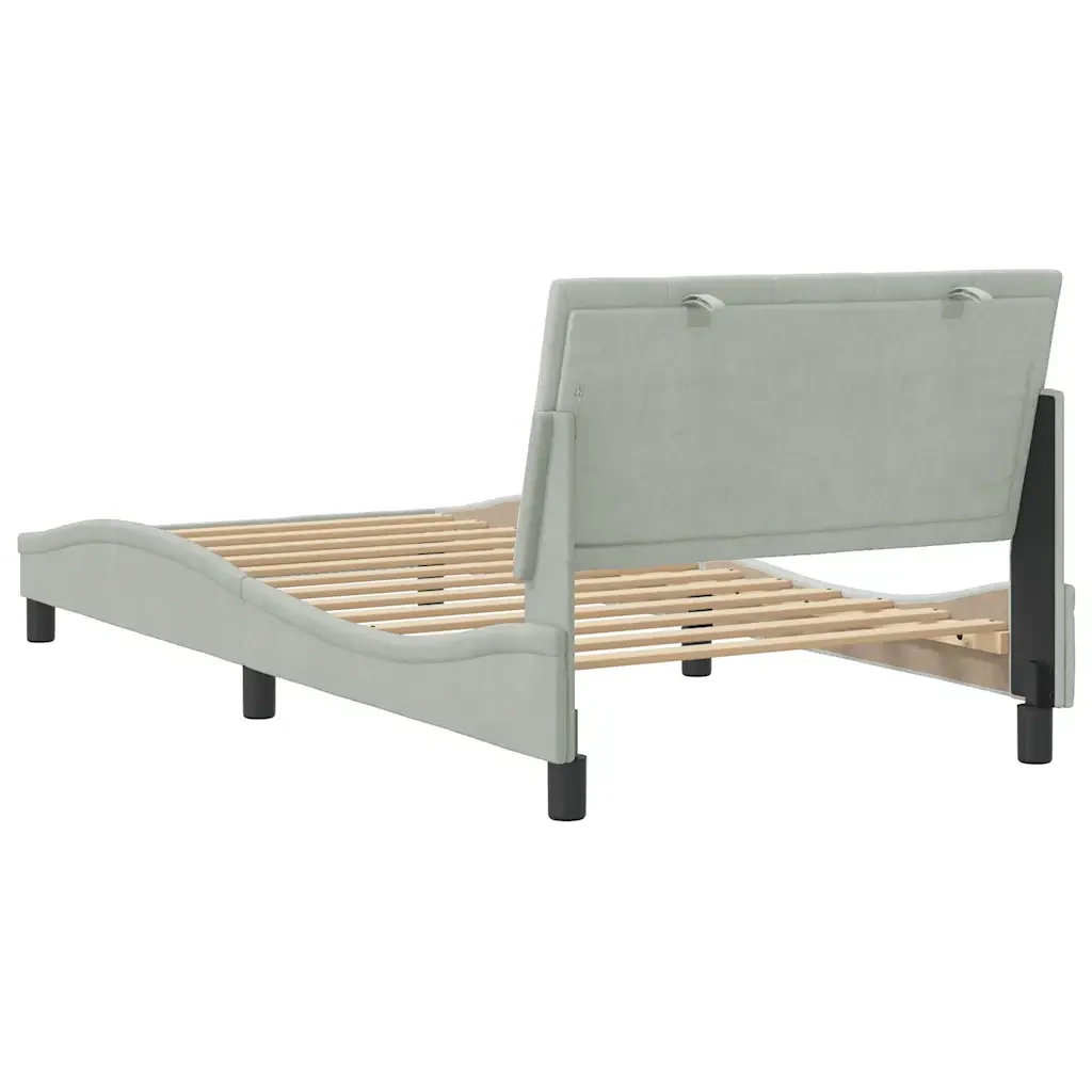 Letto singolo | Letto per adulti | Giroletto senza Materasso Hanko Grigio Chiaro 100x200 cm Velluto - Image 7