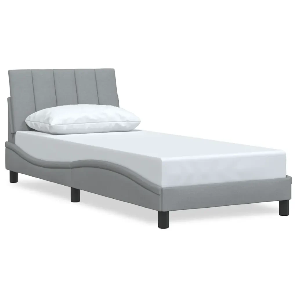 Letto singolo | Letto per adulti | Giroletto senza Materasso Hanko Grigio Chiaro 80x200 cm Tessuto