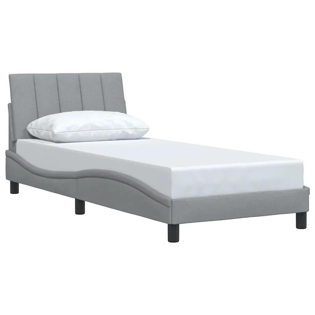Letto singolo | Letto per adulti | Giroletto senza Materasso Hanko Grigio Chiaro 80x200 cm Tessuto - Image 3