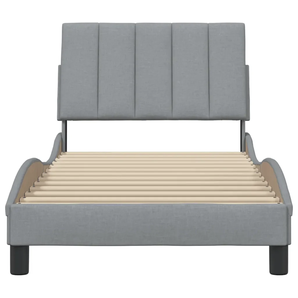 Letto singolo | Letto per adulti | Giroletto senza Materasso Hanko Grigio Chiaro 80x200 cm Tessuto - Image 5