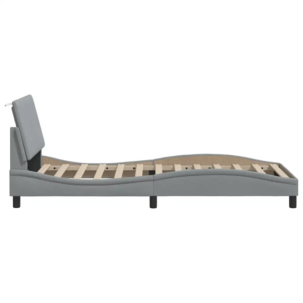 Letto singolo | Letto per adulti | Giroletto senza Materasso Hanko Grigio Chiaro 80x200 cm Tessuto - Image 8