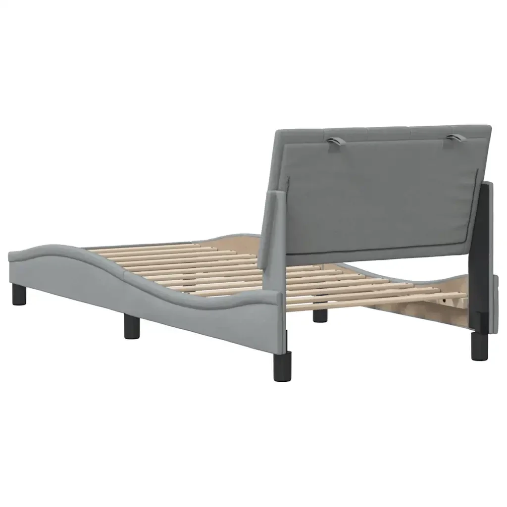 Letto singolo | Letto per adulti | Giroletto senza Materasso Hanko Grigio Chiaro 80x200 cm Tessuto - Image 9