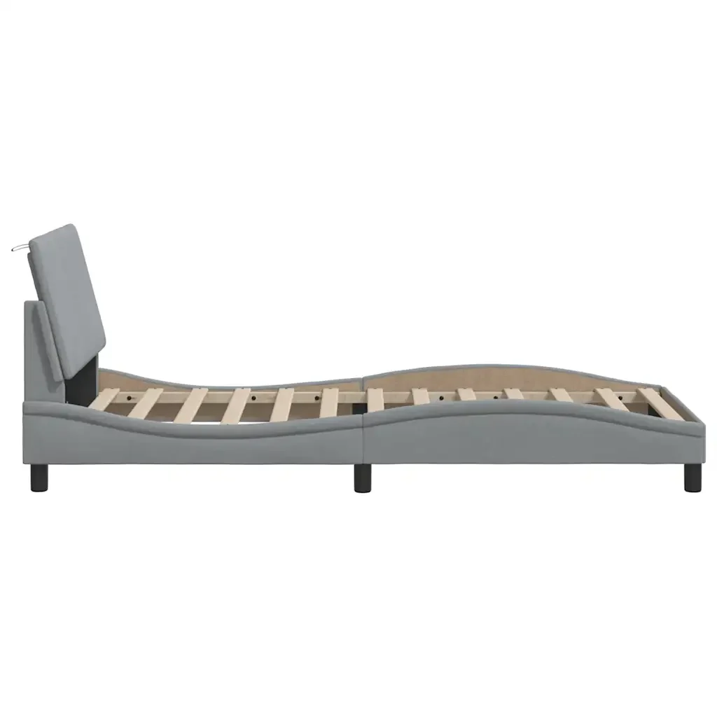 Letto singolo | Letto per adulti | Giroletto senza Materasso Hanko Grigio Chiaro 90x190 cm Tessuto - Image 7