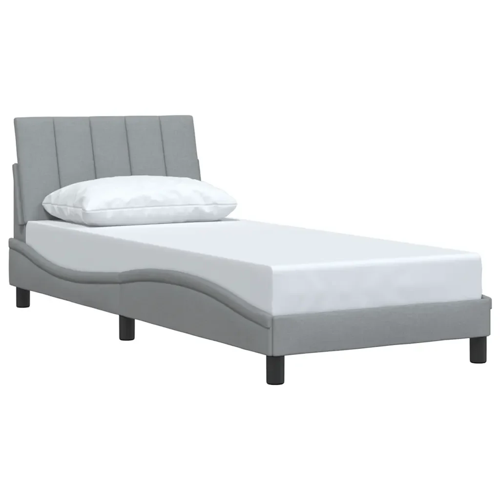 Letto singolo | Letto per adulti | Giroletto senza Materasso Hanko Grigio Chiaro 90x190 cm Tessuto - Image 4
