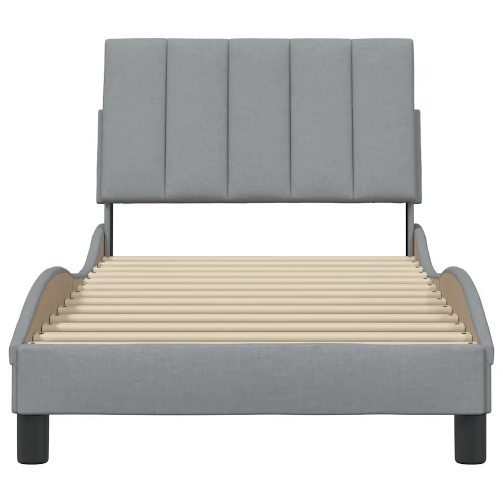 Letto singolo | Letto per adulti | Giroletto senza Materasso Hanko Grigio Chiaro 90x190 cm Tessuto - Image 5