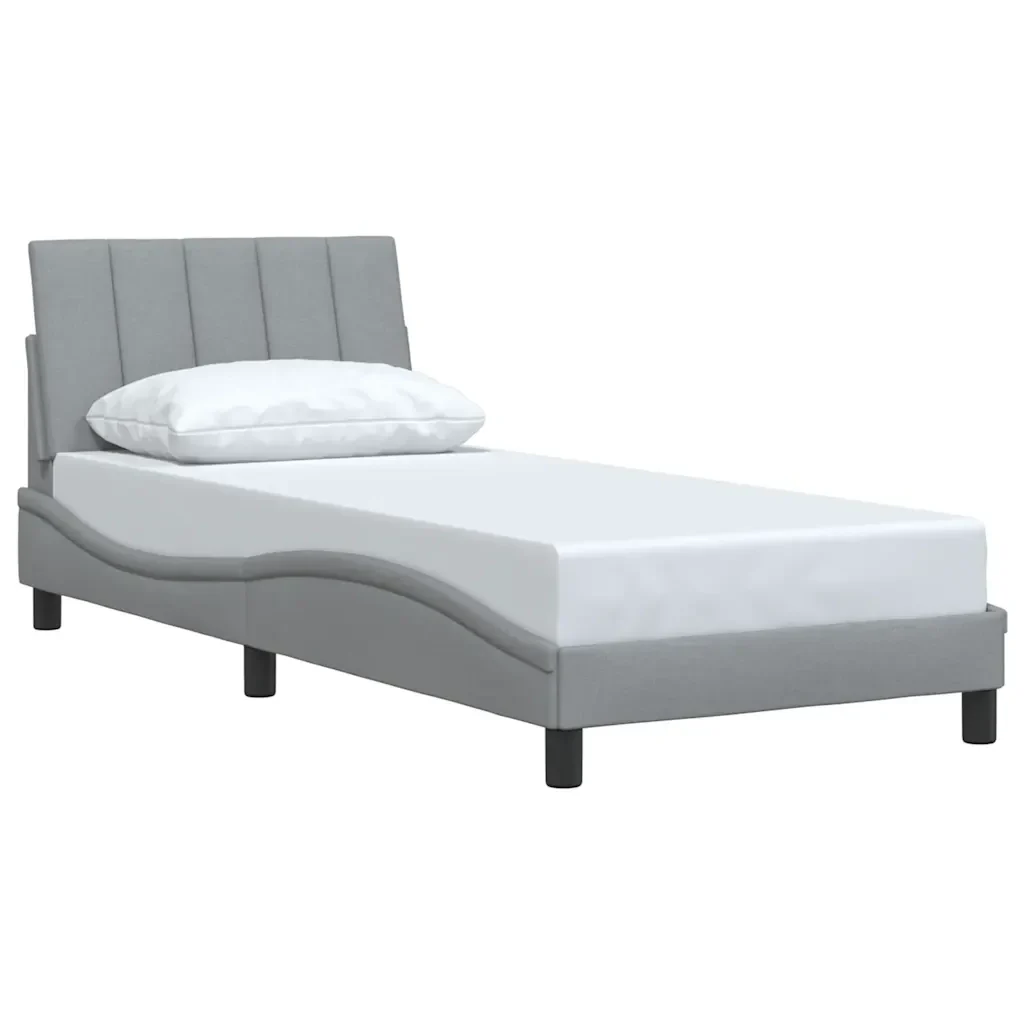 Letto singolo | Letto per adulti | Giroletto senza Materasso Hanko Grigio Chiaro 90x200 cm Tessuto - Image 4