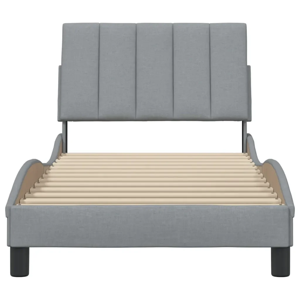 Letto singolo | Letto per adulti | Giroletto senza Materasso Hanko Grigio Chiaro 90x200 cm Tessuto - Image 5