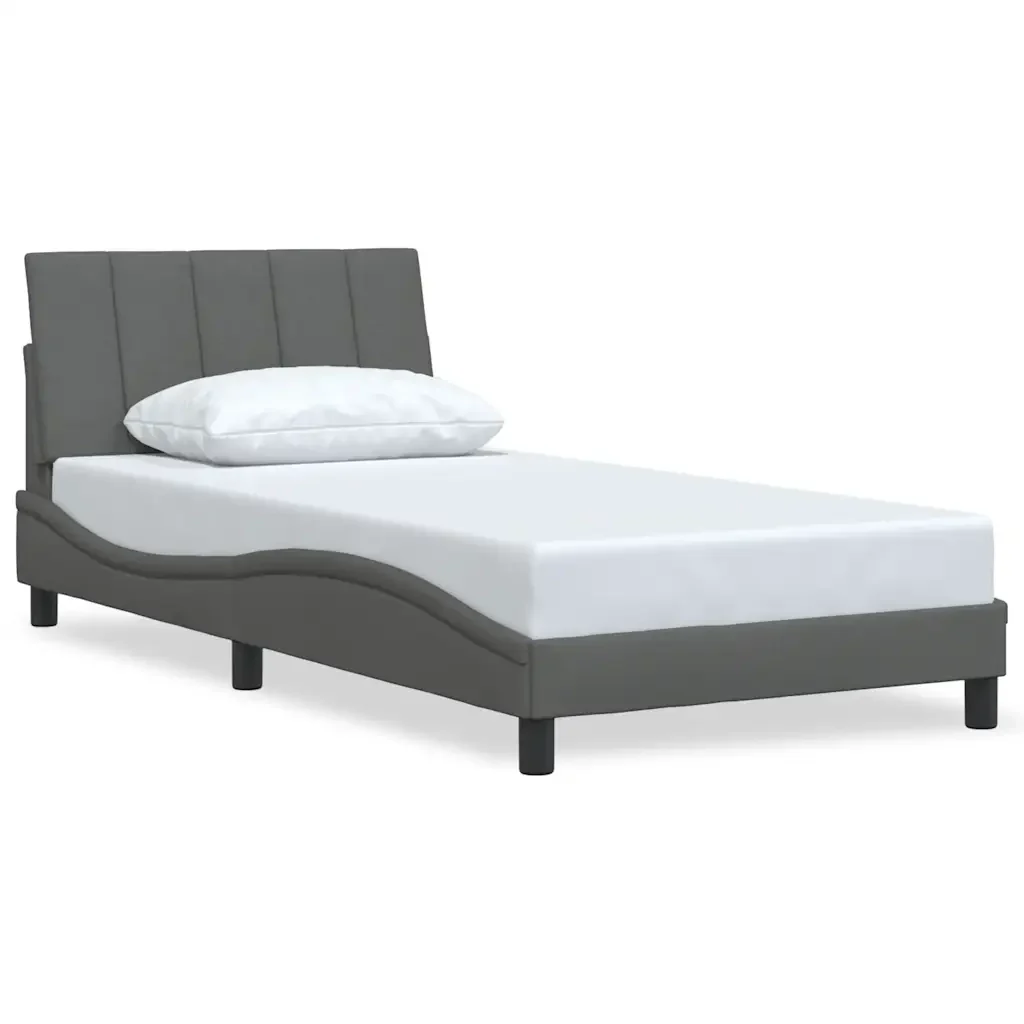 Letto singolo | Letto per adulti | Giroletto senza Materasso Hanko Grigio Scuro 100x200 cm Tessuto