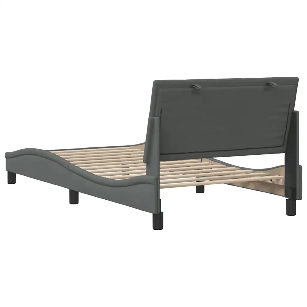 Letto singolo | Letto per adulti | Giroletto senza Materasso Hanko Grigio Scuro 100x200 cm Tessuto - Image 9