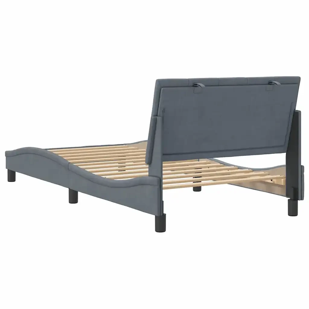 Letto singolo | Letto per adulti | Giroletto senza Materasso Hanko Grigio Scuro 100x200 cm Velluto - Image 7