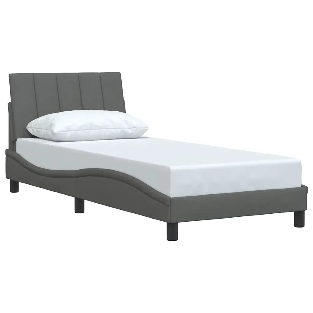 Letto singolo | Letto per adulti | Giroletto senza Materasso Hanko Grigio Scuro 80x200 cm Tessuto - Image 3