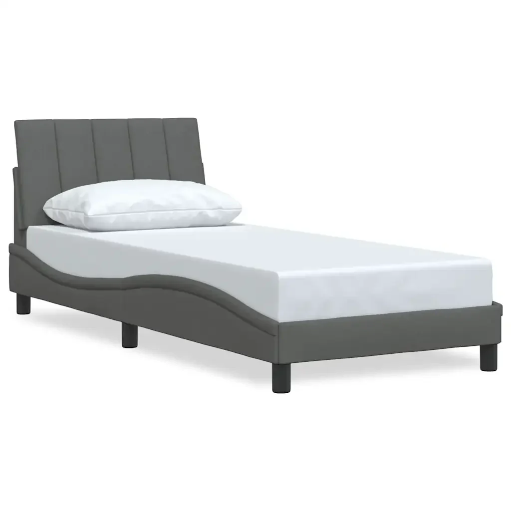 Letto singolo | Letto per adulti | Giroletto senza Materasso Hanko Grigio Scuro 90x190 cm Tessuto