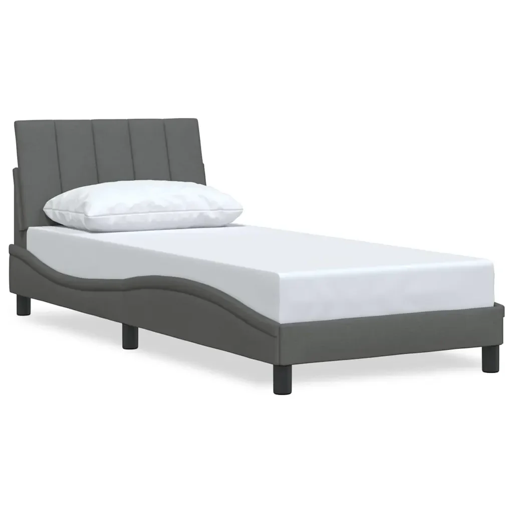 Letto singolo | Letto per adulti | Giroletto senza Materasso Hanko Grigio Scuro 90x200 cm Tessuto
