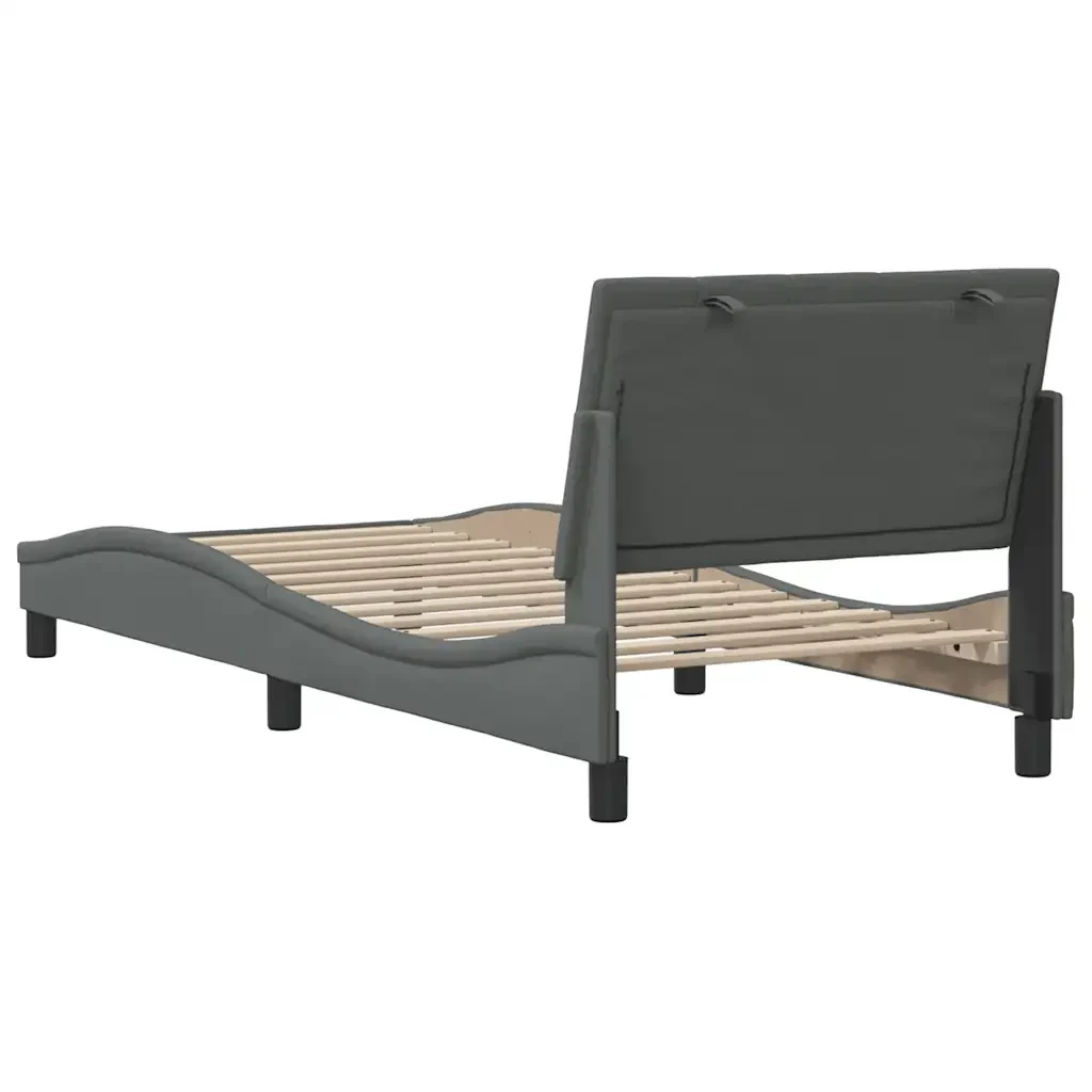 Letto singolo | Letto per adulti | Giroletto senza Materasso Hanko Grigio Scuro 90x200 cm Tessuto - Image 9