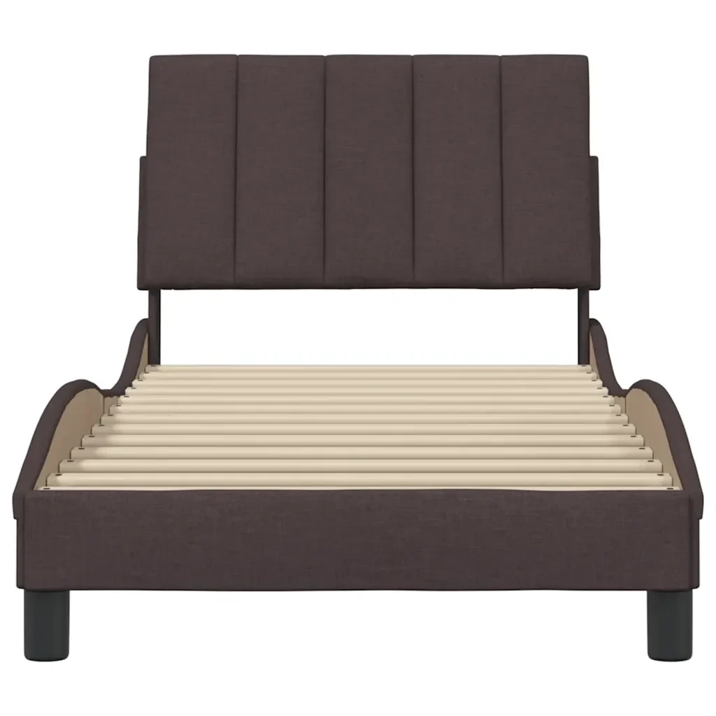 Letto singolo | Letto per adulti | Giroletto senza Materasso Hanko Marrone Scuro 90x190 cm Tessuto - Image 5