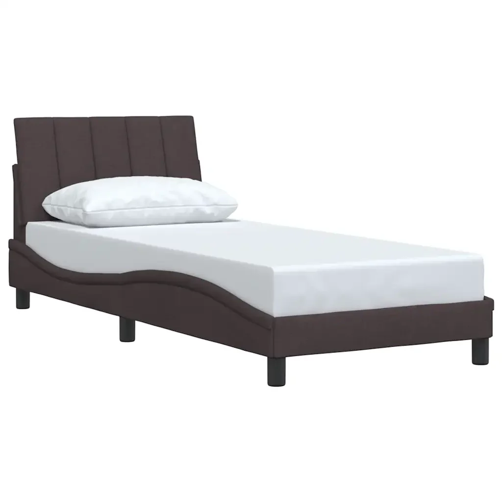 Letto singolo | Letto per adulti | Giroletto senza Materasso Hanko Marrone Scuro 90x200 cm Tessuto - Image 4