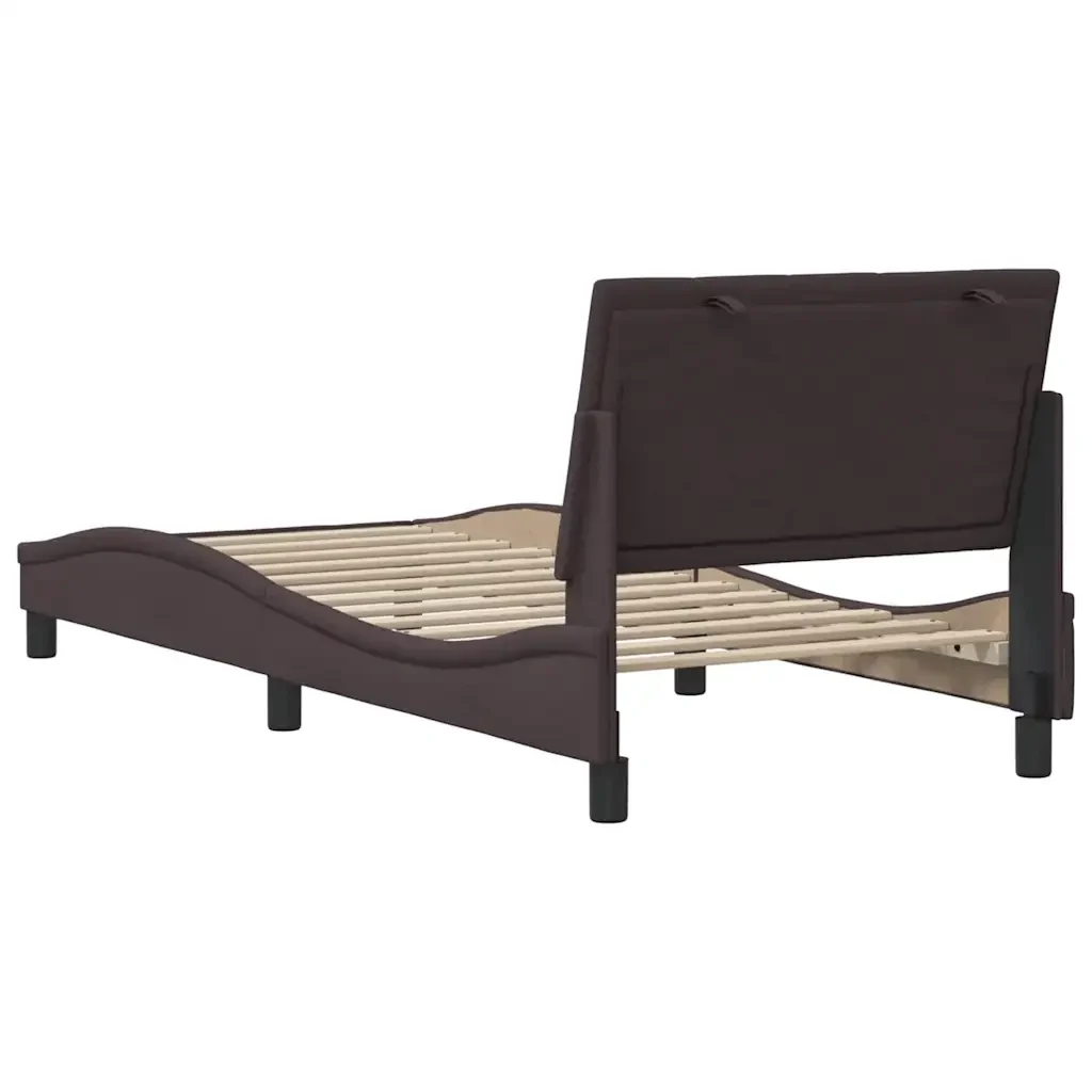 Letto singolo | Letto per adulti | Giroletto senza Materasso Hanko Marrone Scuro 90x200 cm Tessuto - Image 9