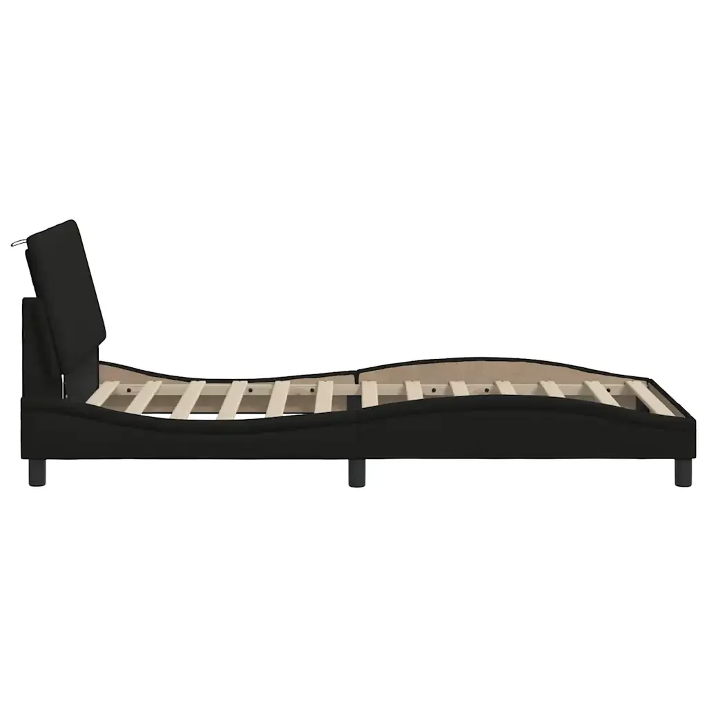 Letto singolo | Letto per adulti | Giroletto senza Materasso Hanko Nero 100x200 cm in Tessuto - Image 7