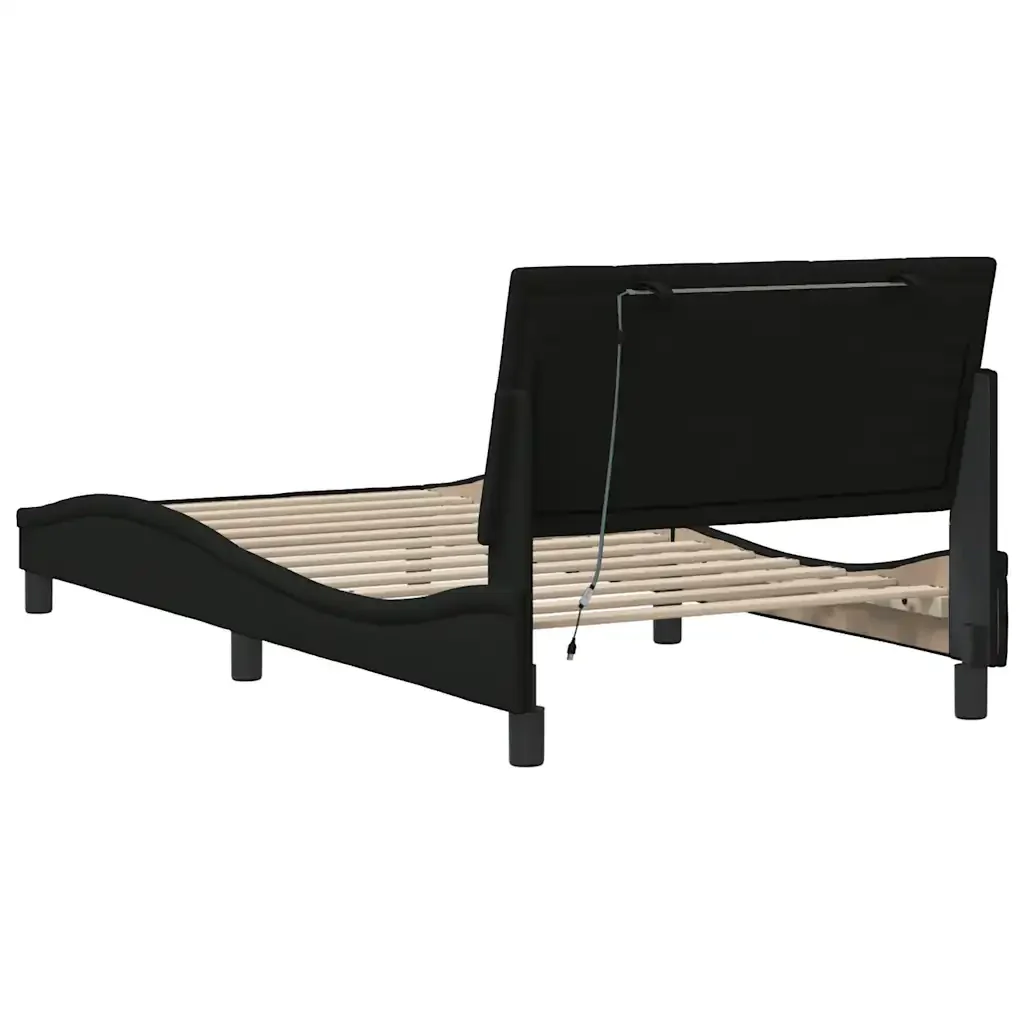 Letto singolo | Letto per adulti | Giroletto senza Materasso Hanko Nero 100x200 cm in Tessuto - Image 8
