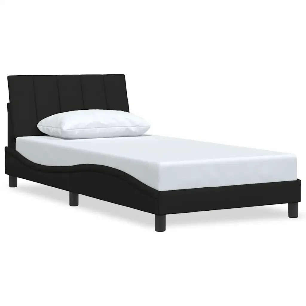 Letto singolo | Letto per adulti | Giroletto senza Materasso Hanko Nero 100x200 cm in Tessuto