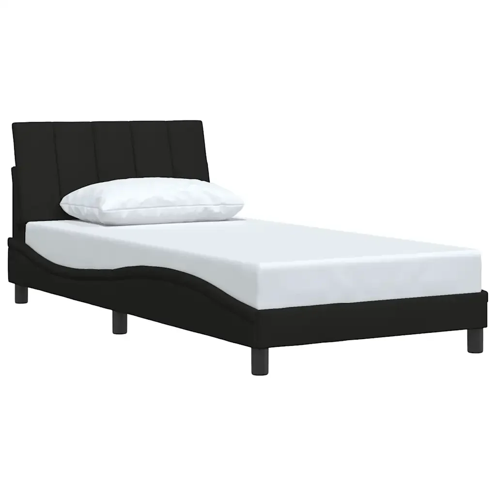 Letto singolo | Letto per adulti | Giroletto senza Materasso Hanko Nero 100x200 cm in Tessuto - Image 3