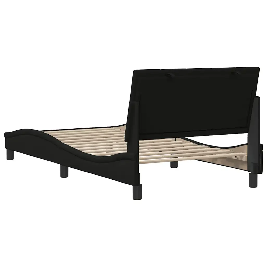 Letto singolo | Letto per adulti | Giroletto senza Materasso Hanko Nero 100x200 cm in Tessuto - Image 9