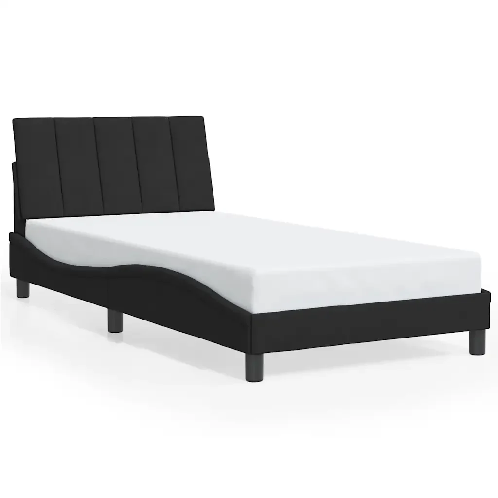 Letto singolo | Letto per adulti | Giroletto senza Materasso Hanko Nero 100x200 cm in Velluto