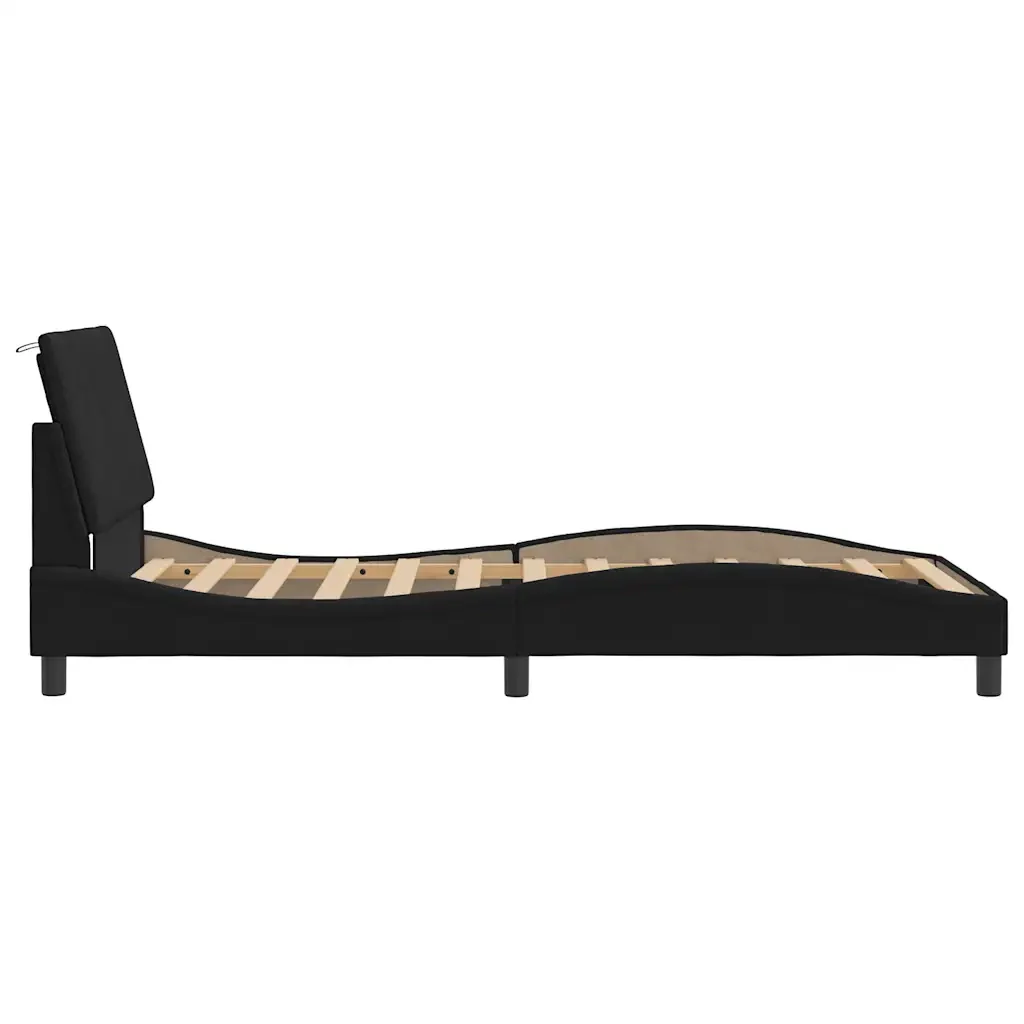 Letto singolo | Letto per adulti | Giroletto senza Materasso Hanko Nero 100x200 cm in Velluto - Image 6