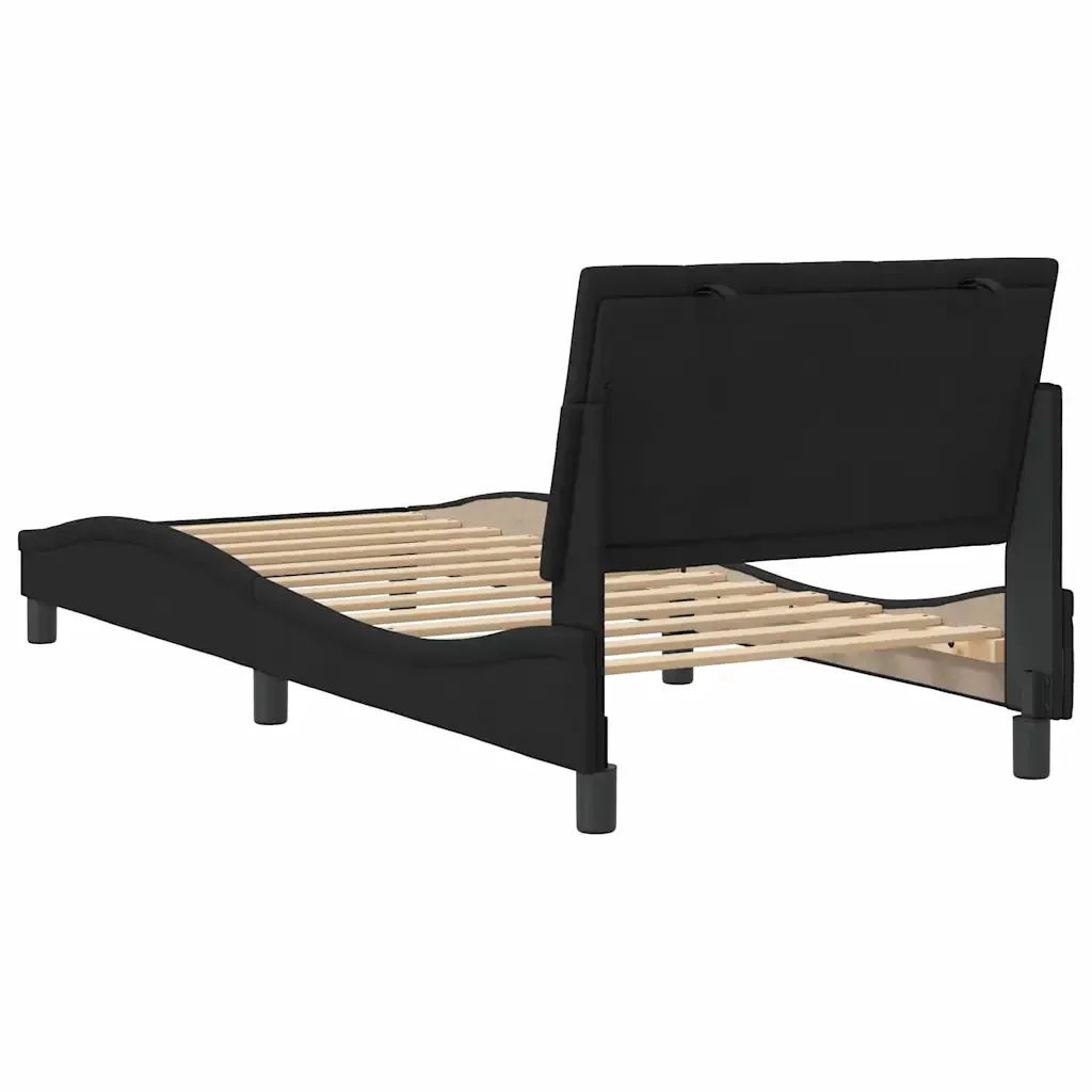 Letto singolo | Letto per adulti | Giroletto senza Materasso Hanko Nero 80x200 cm in Velluto - Image 7