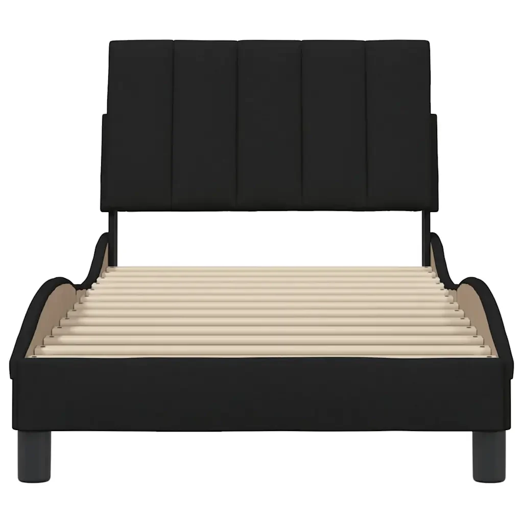 Letto singolo | Letto per adulti | Giroletto senza Materasso Hanko Nero 80x200 cm Tessuto - Image 5