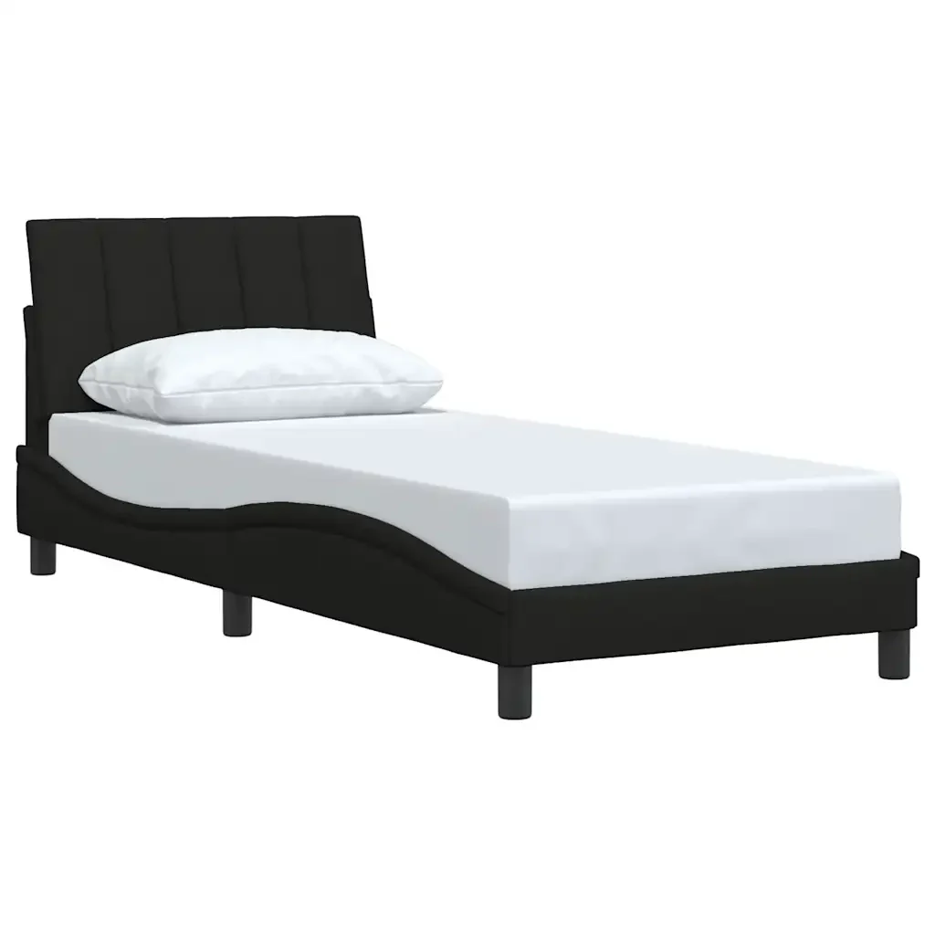 Letto singolo | Letto per adulti | Giroletto senza Materasso Hanko Nero 90x190 cm in Tessuto - Image 4