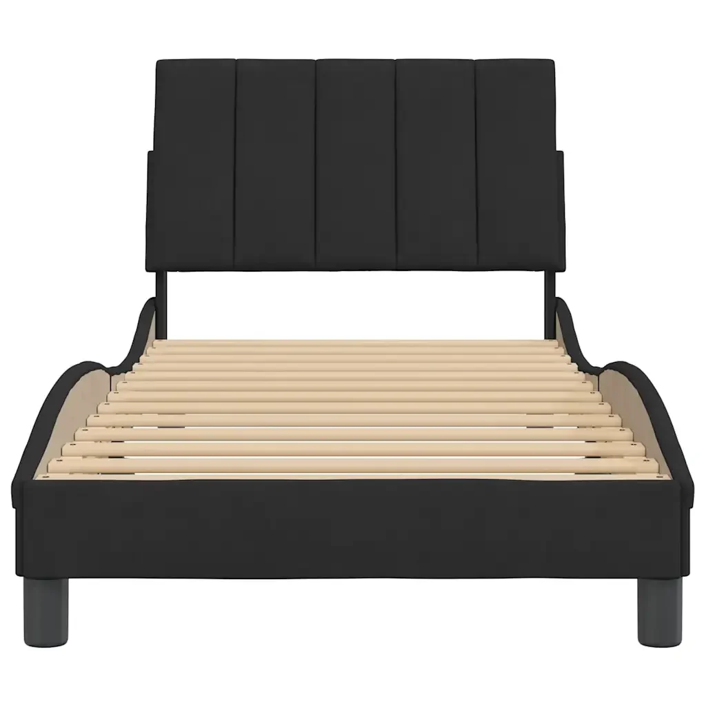 Letto singolo | Letto per adulti | Giroletto senza Materasso Hanko Nero 90x190 cm in Velluto - Image 5