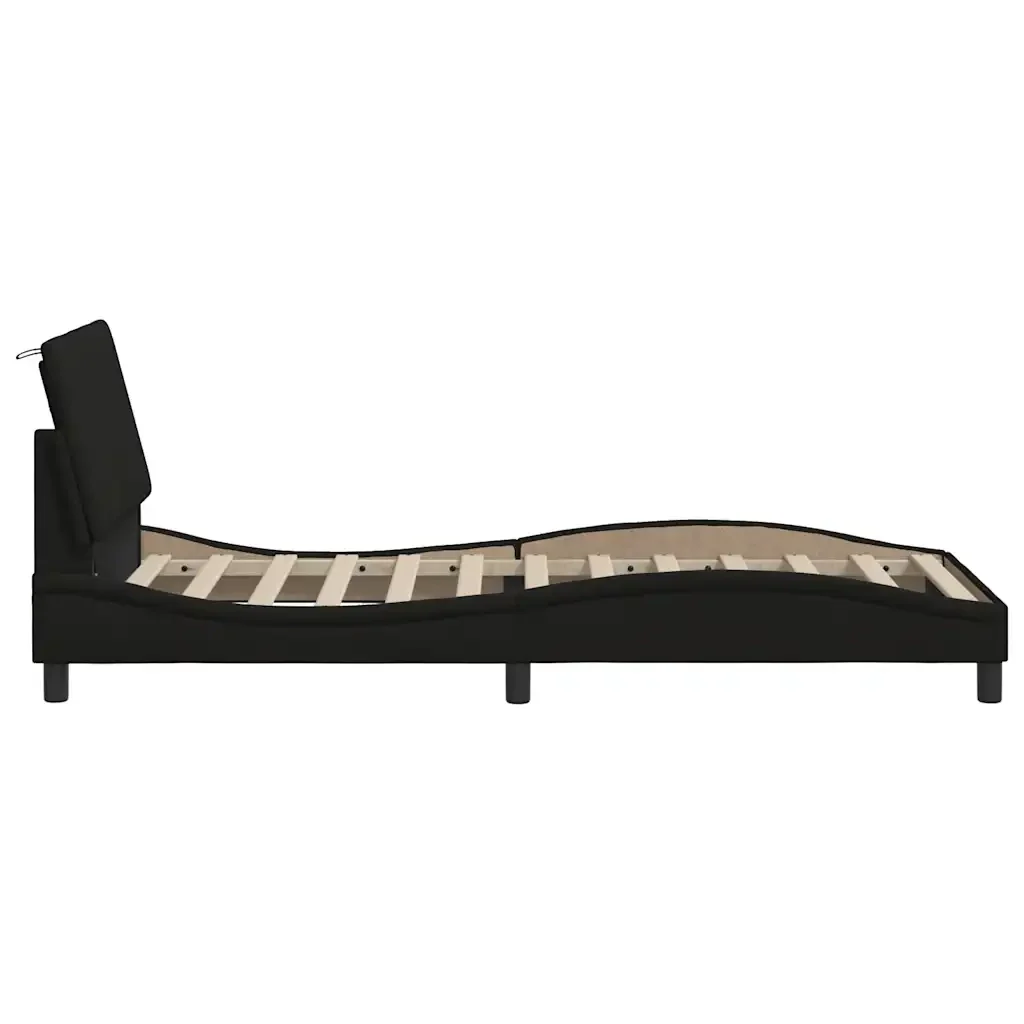 Letto singolo | Letto per adulti | Giroletto senza Materasso Hanko Nero 90x200 cm in Tessuto - Image 7