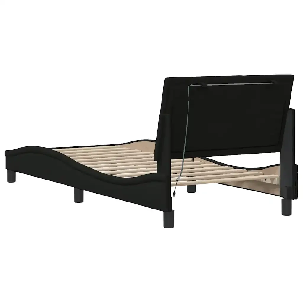 Letto singolo | Letto per adulti | Giroletto senza Materasso Hanko Nero 90x200 cm in Tessuto - Image 8