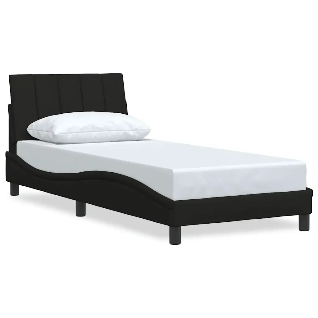 Letto singolo | Letto per adulti | Giroletto senza Materasso Hanko Nero 90x200 cm in Tessuto