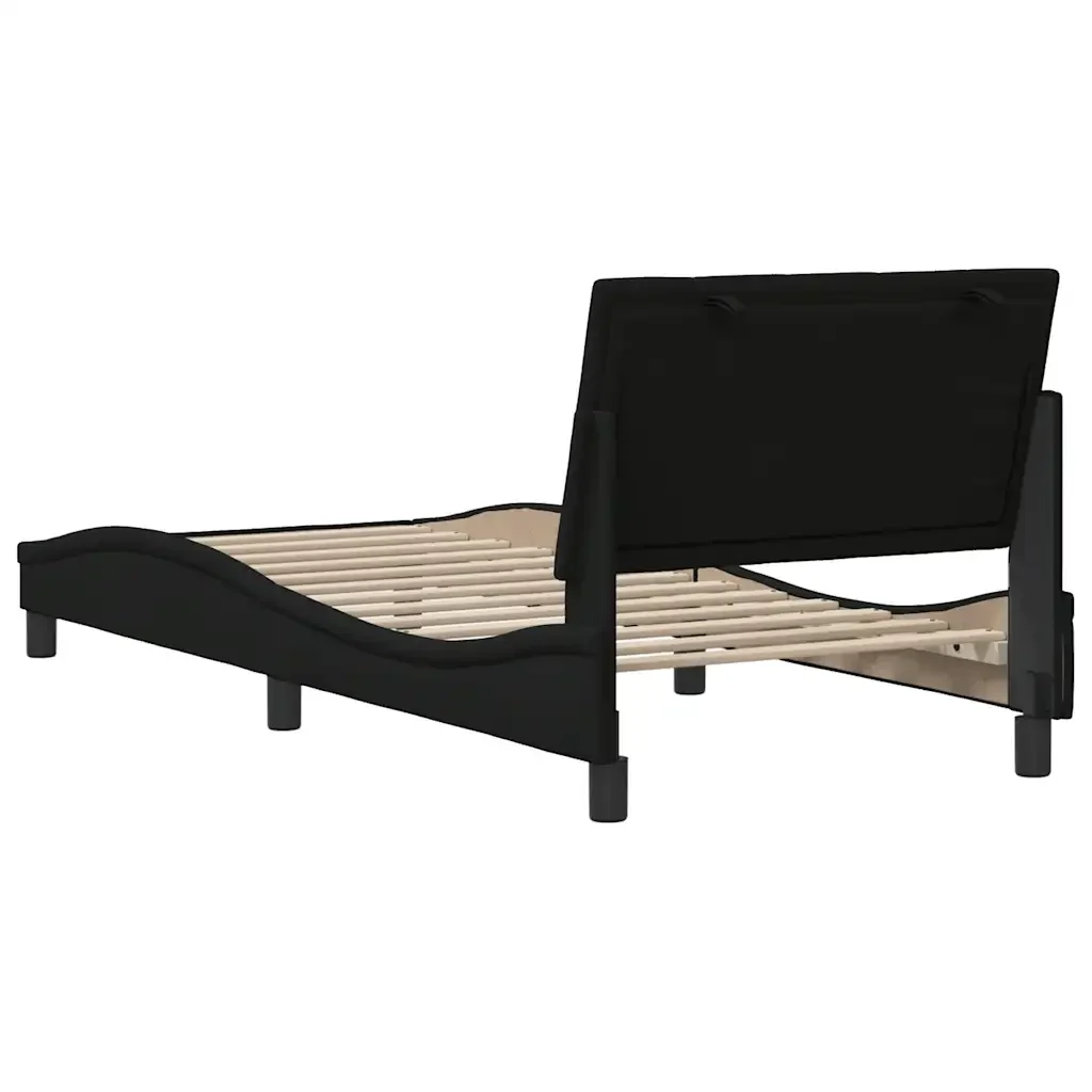 Letto singolo | Letto per adulti | Giroletto senza Materasso Hanko Nero 90x200 cm in Tessuto - Image 9