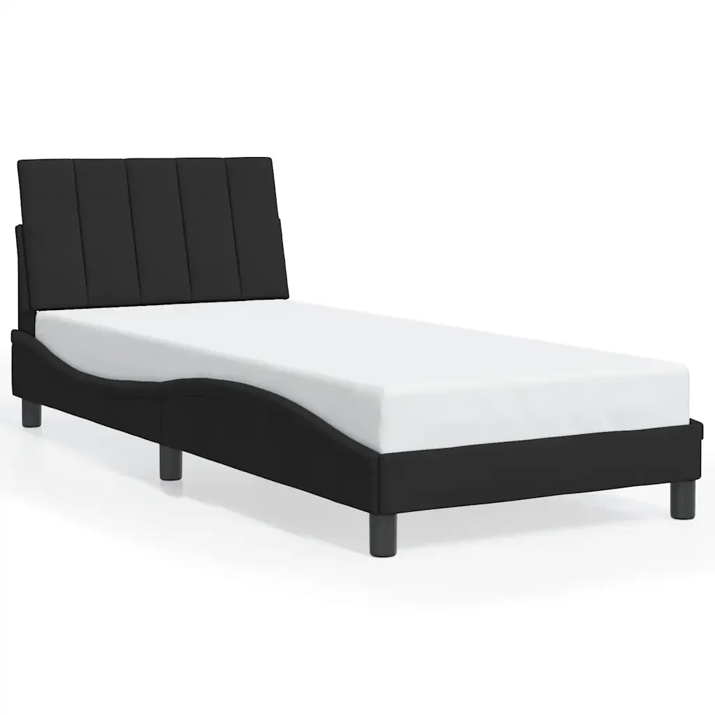Letto singolo | Letto per adulti | Giroletto senza Materasso Hanko Nero 90x200 cm in Velluto