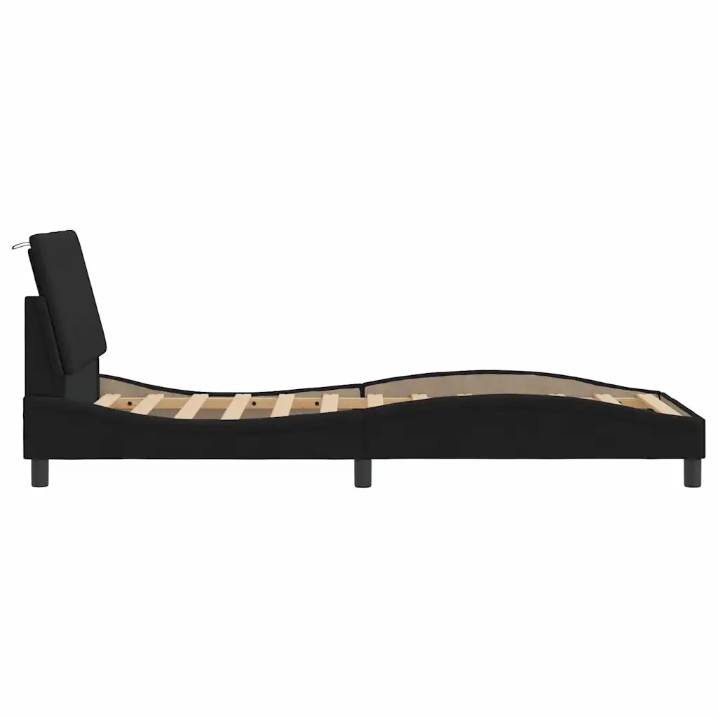 Letto singolo | Letto per adulti | Giroletto senza Materasso Hanko Nero 90x200 cm in Velluto - Image 6
