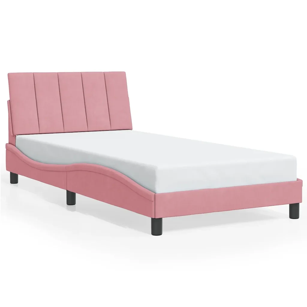 Letto singolo | Letto per adulti | Giroletto senza Materasso Hanko Rosa 100x200 cm in Velluto