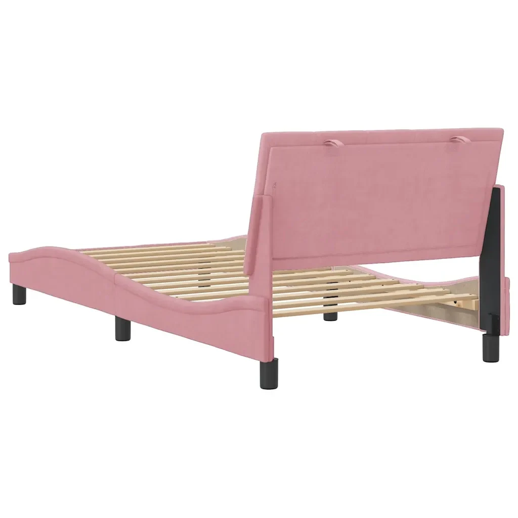 Letto singolo | Letto per adulti | Giroletto senza Materasso Hanko Rosa 100x200 cm in Velluto - Image 7