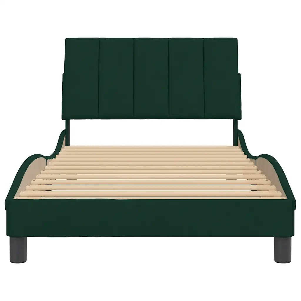 Letto singolo | Letto per adulti | Giroletto senza Materasso Hanko Verde Scuro 100x200 cm in Velluto - Image 5